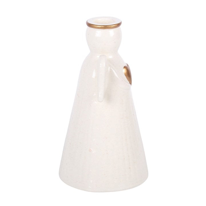 Heart Angel Ceramic Taper Candle Holder