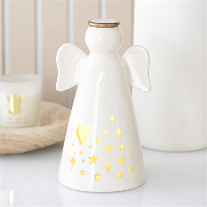 Small LED Light Up Ceramic Angel Decoration