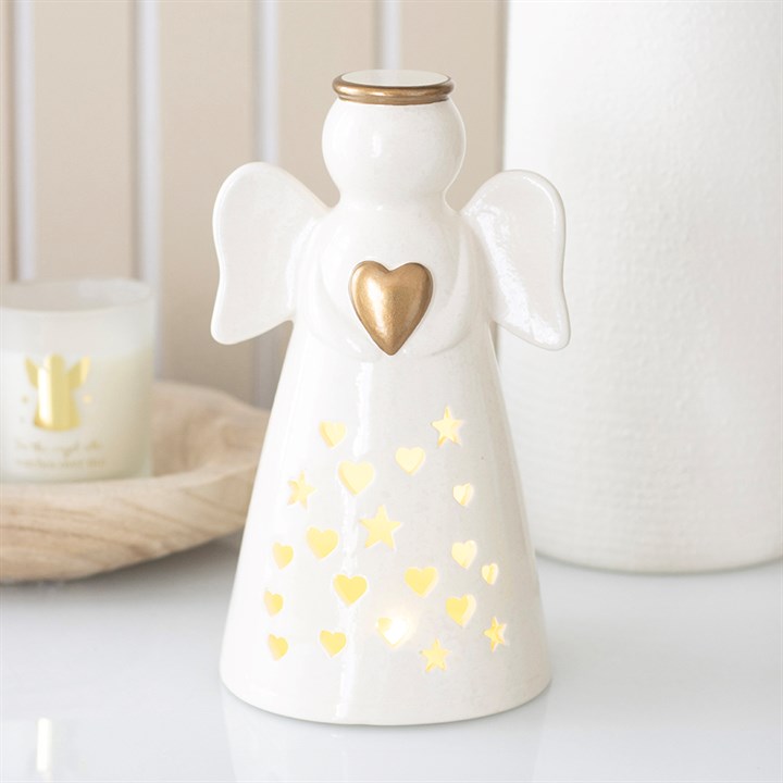 Large LED Light Up Ceramic Angel Decoration