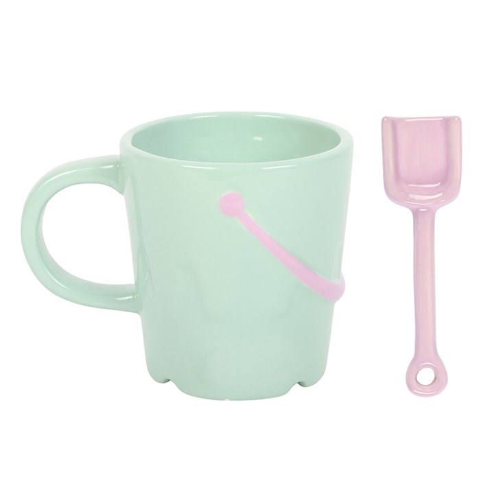 Pastel Bucket Shaped Mug & Spade Shaped Spoon