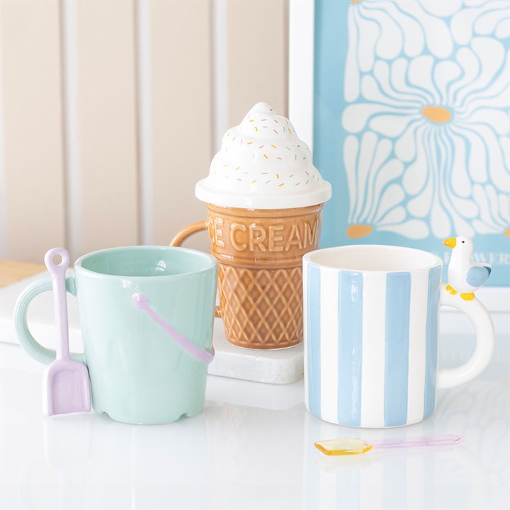 Blue & White Striped Seagull Mug