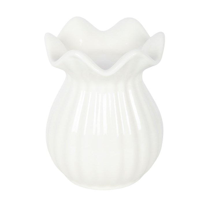 White Pleated Flare Ceramic Wax Warmer