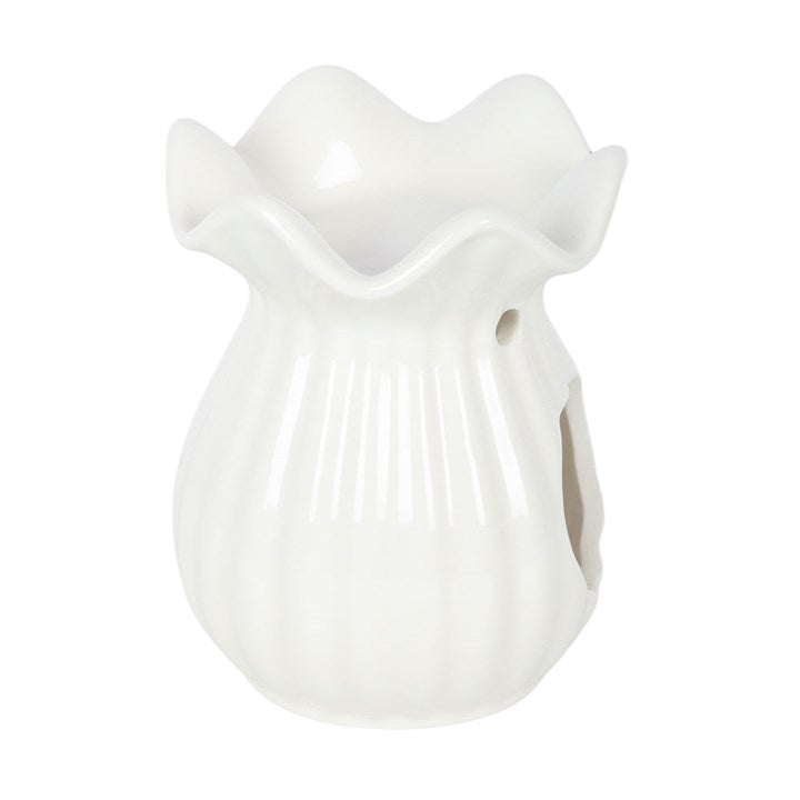 White Pleated Flare Ceramic Wax Warmer