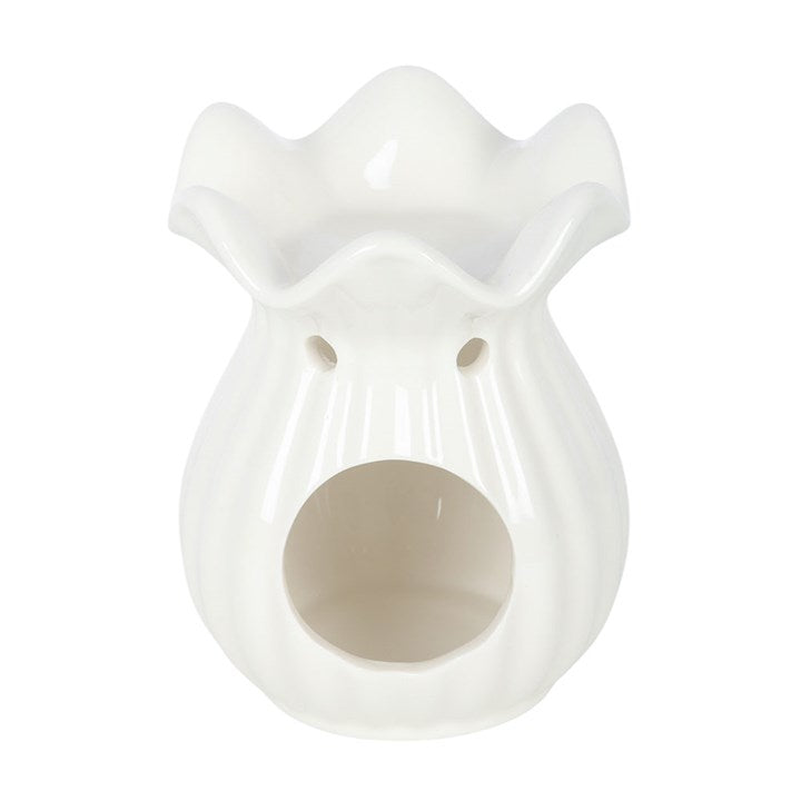 White Pleated Flare Ceramic Wax Warmer