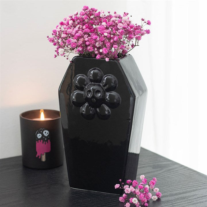 Black Coffin Ceramic Flower Vase
