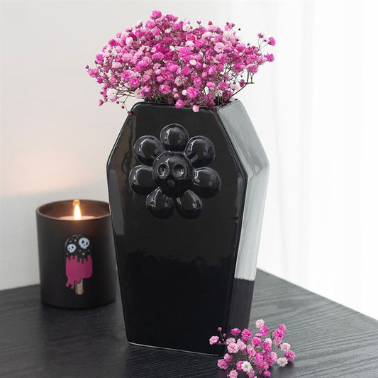 Black Coffin Ceramic Flower Vase