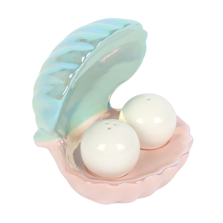 CLEARANCE Clam Shell Ceramic Salt and Pepper Shakers