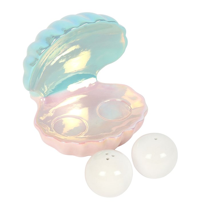CLEARANCE Clam Shell Ceramic Salt and Pepper Shakers