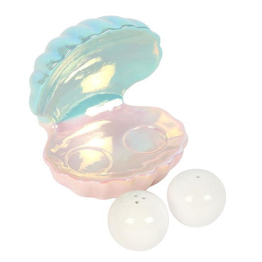 Clam Shell Ceramic Salt and Pepper Shakers
