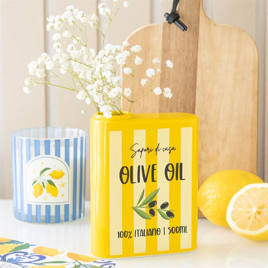 CLEARANCE Yellow Olive Oil Tin Shaped Ceramic Vase