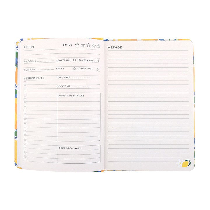 CLEARANCE Lemon Print A5 Recipe Journal Notebook Diary