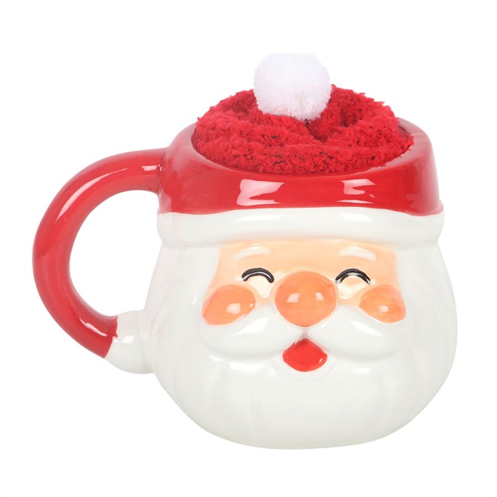 Jolly Santa Christmas Ceramic Mug and Socks Set