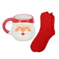 Jolly Santa Christmas Ceramic Mug and Socks Set