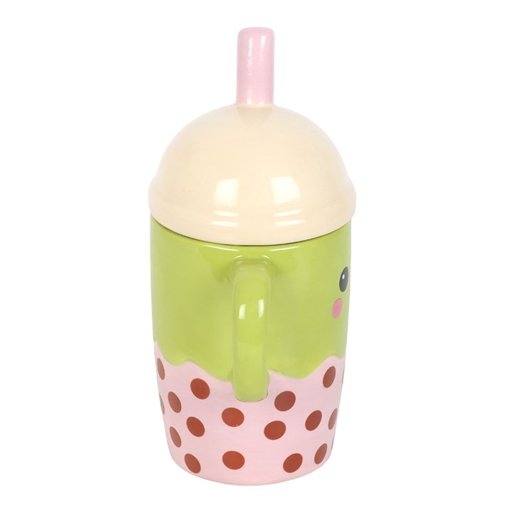 Kawaii Bubble Tea Ceramic Lidded Mug