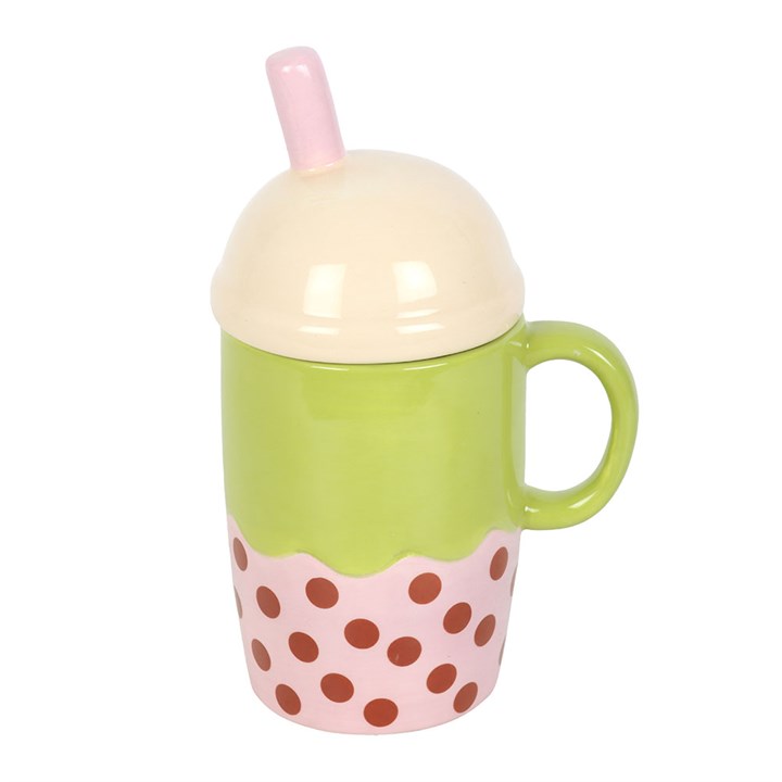Kawaii Bubble Tea Ceramic Lidded Mug