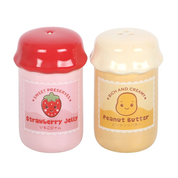 Kawaii Peanut Butter & Jelly Jar Ceramic Salt & Pepper Shakers