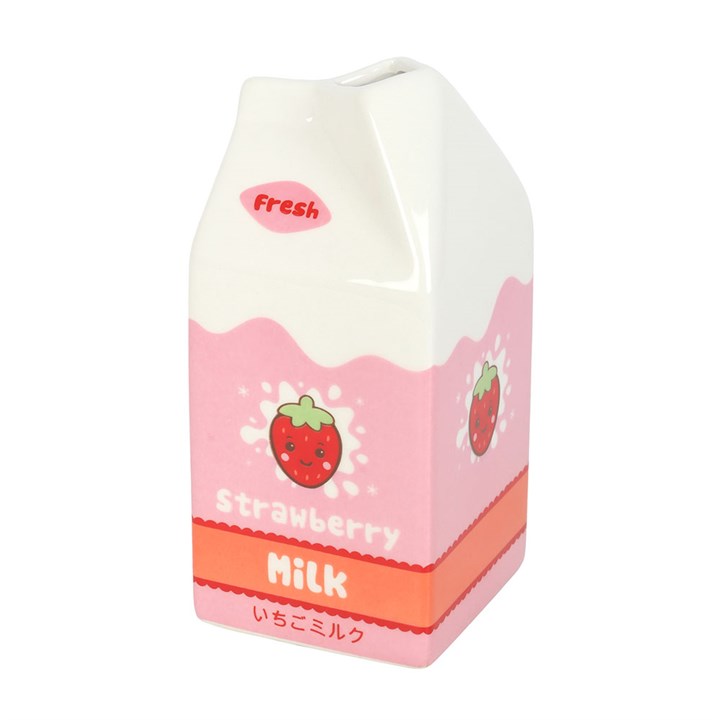 Kawaii Strawberry Milk Carton Ceramic Flower Vase