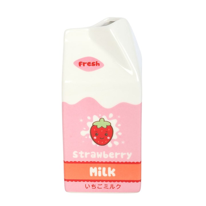Kawaii Strawberry Milk Carton Ceramic Flower Vase