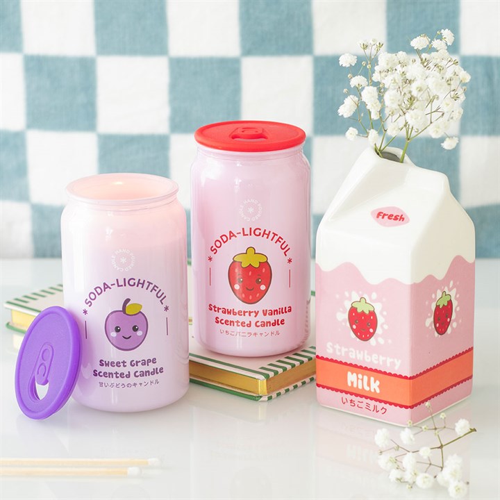Kawaii Strawberry Milk Carton Ceramic Flower Vase