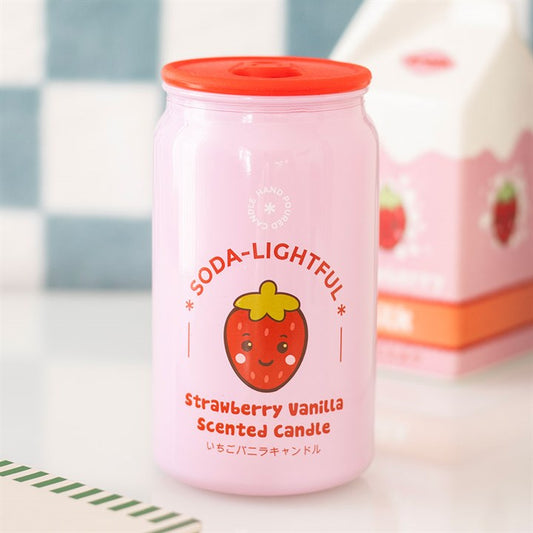 Kawaii Strawberry Vanilla Soda Can Candle
