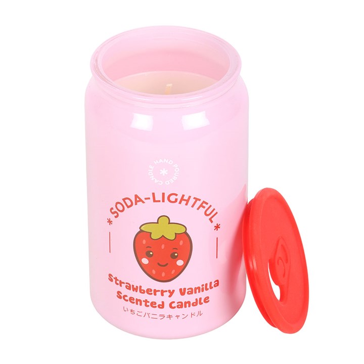 Kawaii Strawberry Vanilla Soda Can Candle