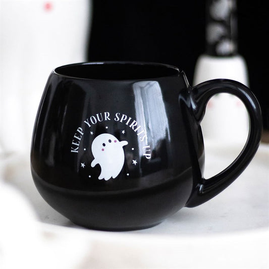 CLEARANCE Keep Your Spirits Up Ghost Rounded Ceramic Mug