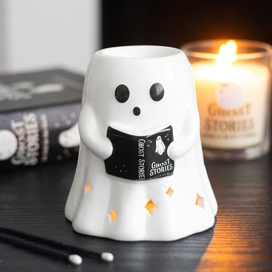 Ghost Stories, Ghost with Book Ceramic Wax Warmer