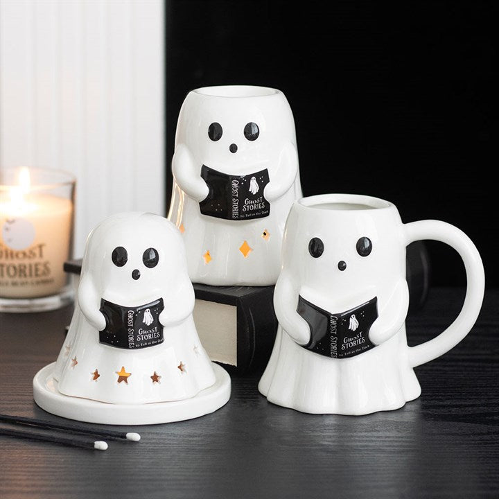 Ghost Stories, Ghost with Book Ceramic Wax Warmer