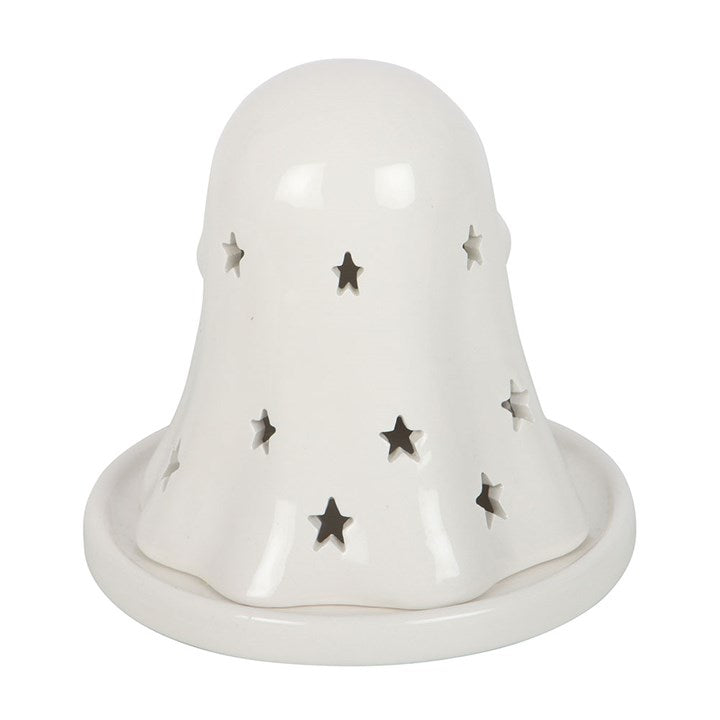 Ghost Stories, Ghost with Book Ceramic Tea Light & Incense Cone Holder