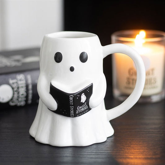 Ghost Stories, Ghost with Book Ceramic Mug