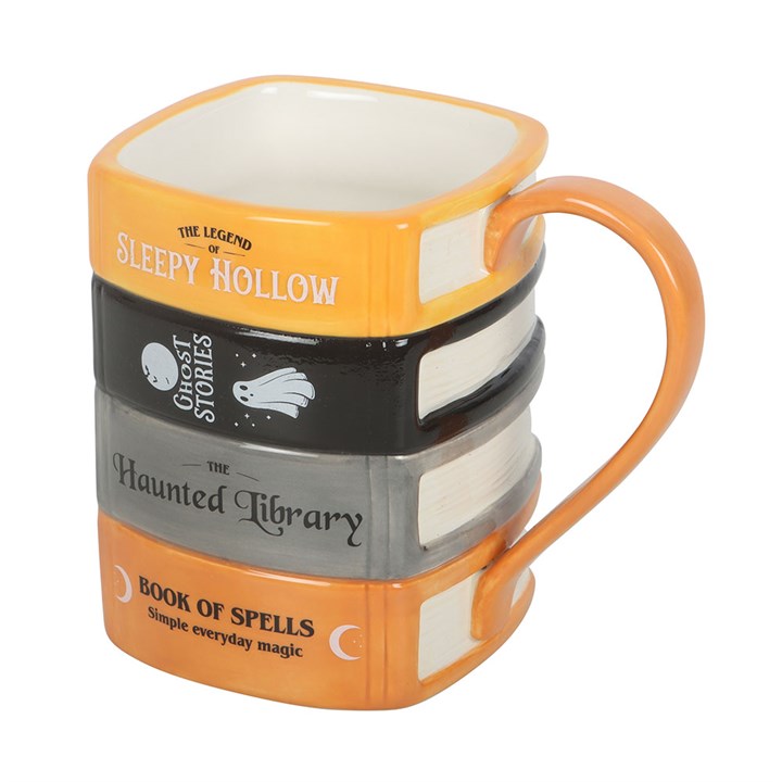 The Haunted Library Book Stack Ceramic Mug
