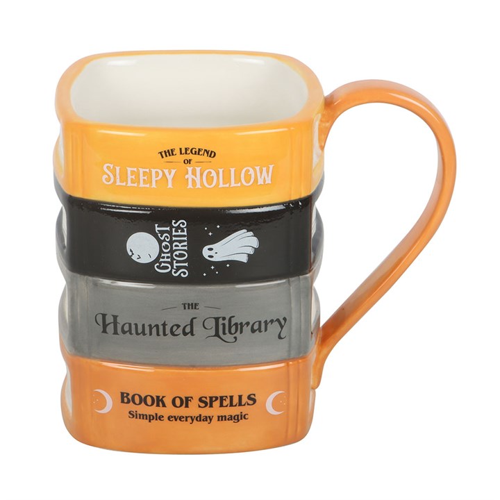 The Haunted Library Book Stack Ceramic Mug