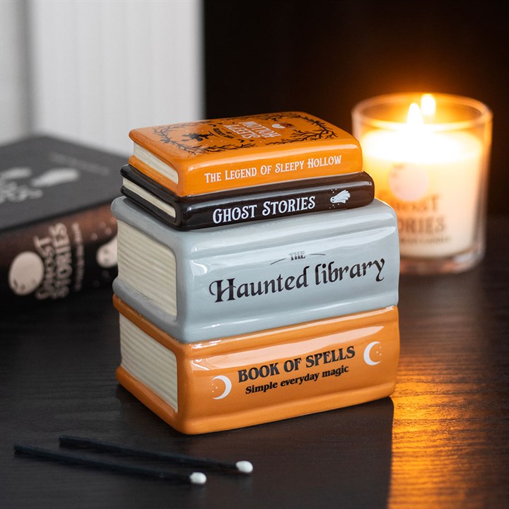 Haunted Library Book Stack Ceramic Wax Warmer