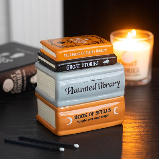 Haunted Library Book Stack Ceramic Wax Warmer