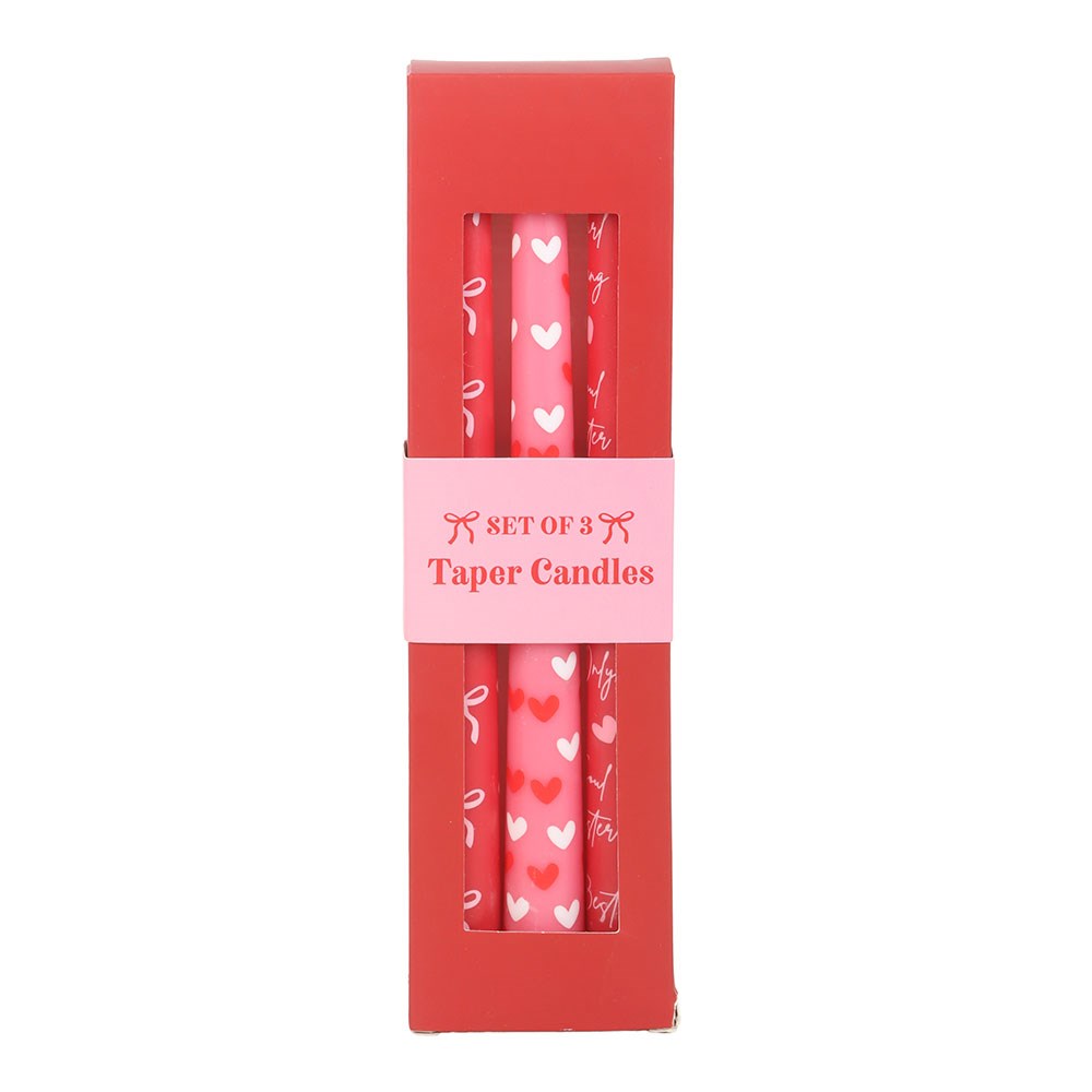 Set of 3 Girl Gang Bow & Heart Taper Candles