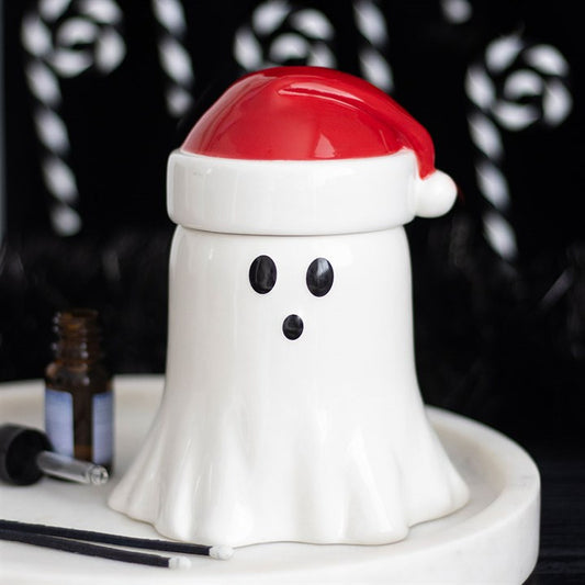 CLEARANCE Christmas Ghost With Santa Hat Ceramic Wax Warmer