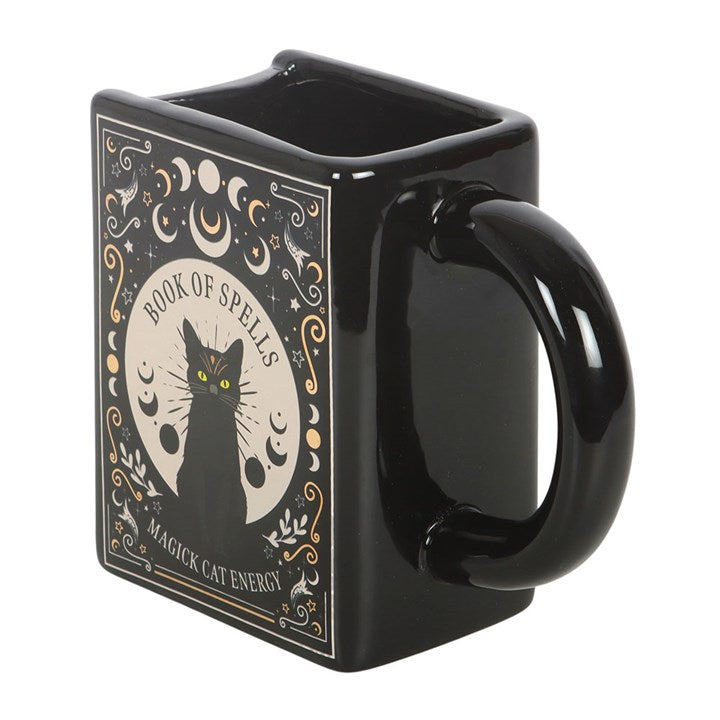 Black Cat Magick Book Of Spells Ceramic Book Shaped Mug