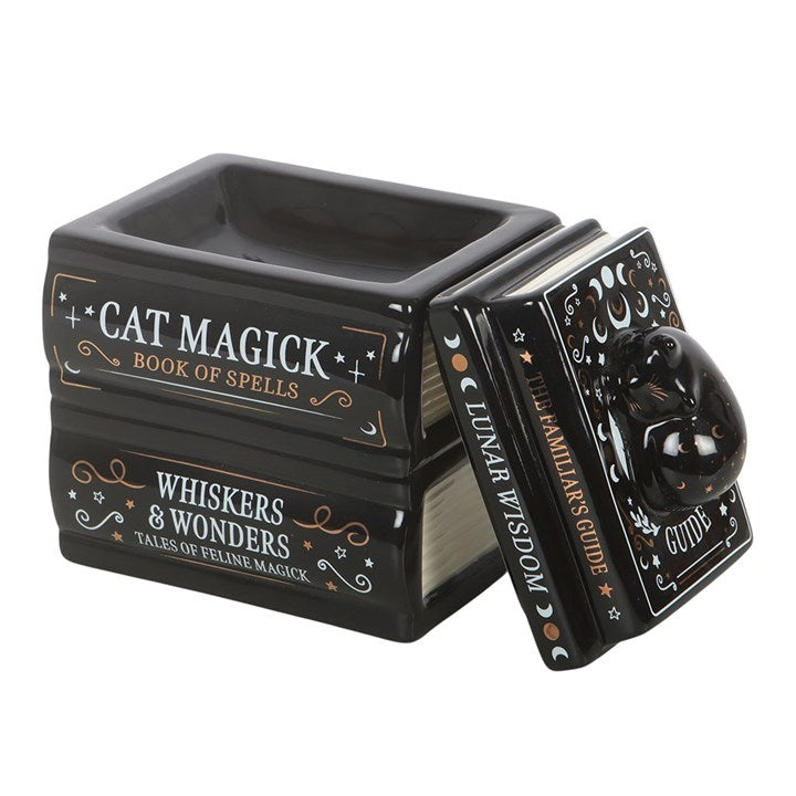 Curled Black Cat Magick Ceramic Wax Warmer