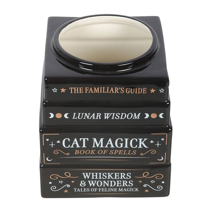 Black Cat Magick Book Stack Ceramic Vase