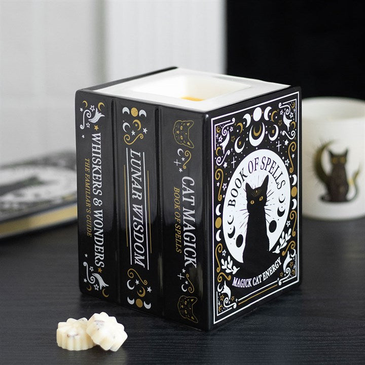 Black Cat Magick Book of Spells Ceramic Wax Warmer