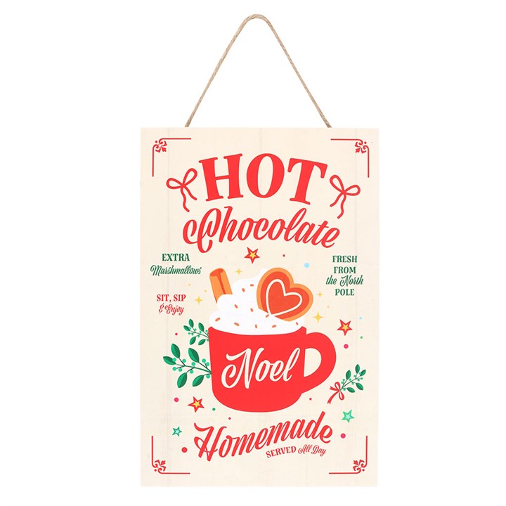 Wooden Homemade Hot Chocolate Christmas Hanging Sign