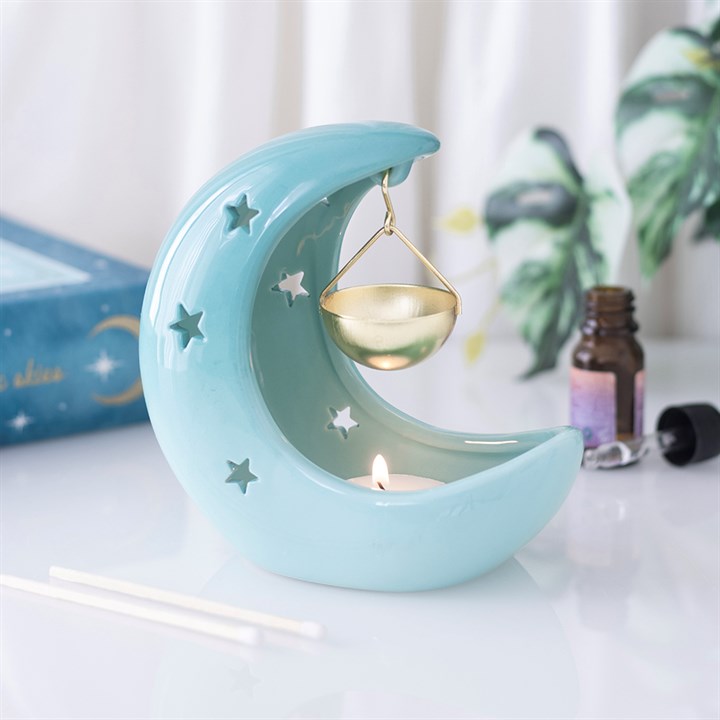Blue Pastel Crescent Moon Hanging Wax Warmer