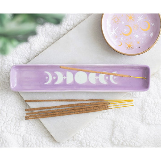 Purple Moon Phase Ceramic Incense Ash Catcher