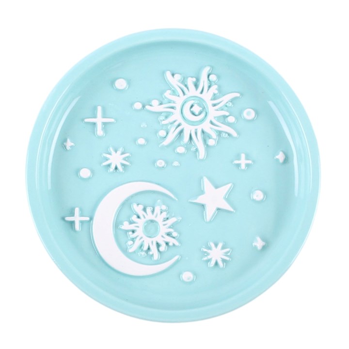 Blue Moon and Sun Ceramic Trinket Dish
