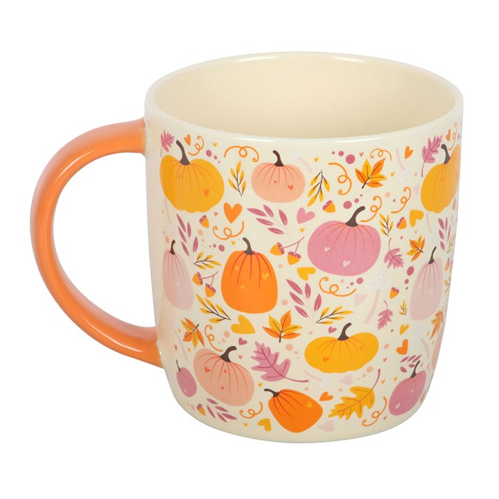 Pink & Orange Pumpkin Print Ceramic Mug