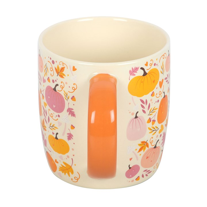 Pink & Orange Pumpkin Print Ceramic Mug