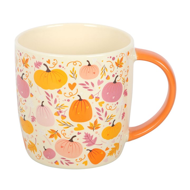 Pink & Orange Pumpkin Print Ceramic Mug