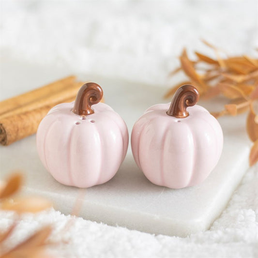 Pink Curly Pumpkin Ceramic Salt & Pepper Shakers