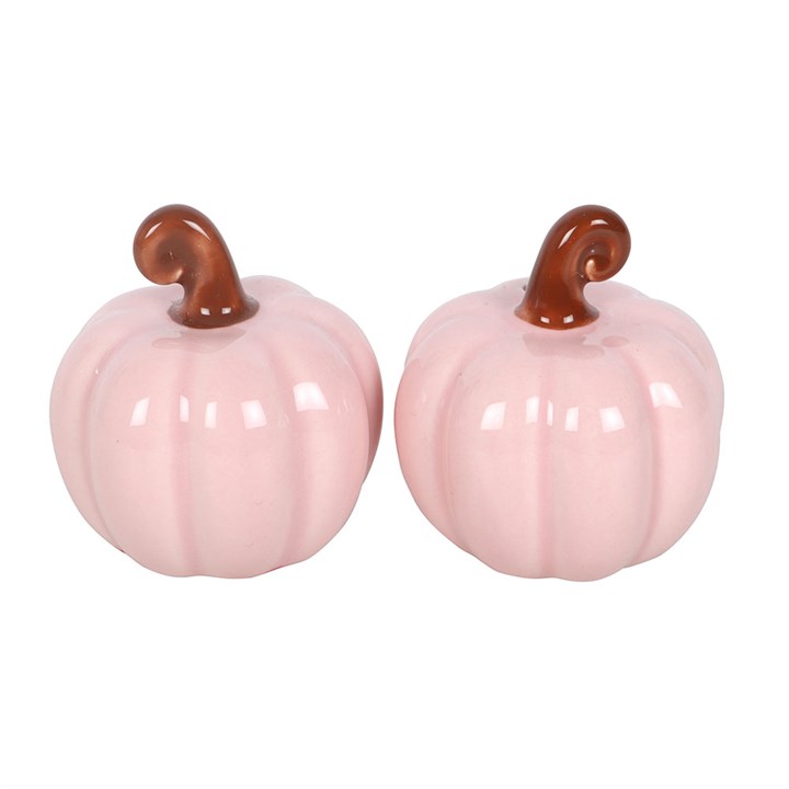 Pink Curly Pumpkin Ceramic Salt & Pepper Shakers
