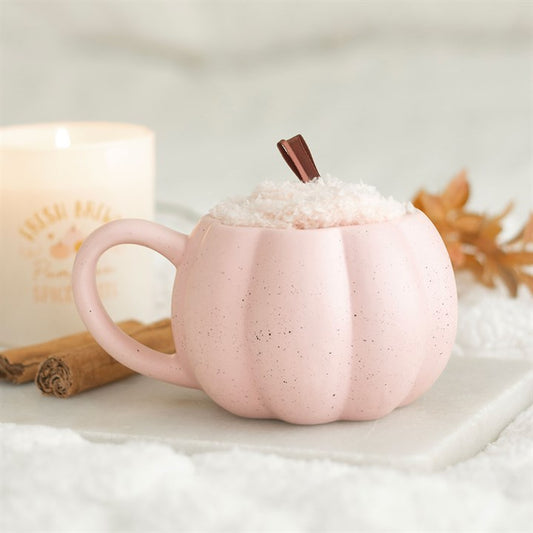 Pink Pumpkin Ceramic Mug & Socks Set